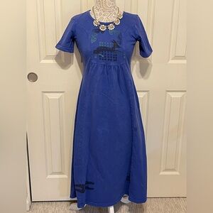 Blue Cactus XS Petite Linen Tribal Artsy Blue Slip On Dress